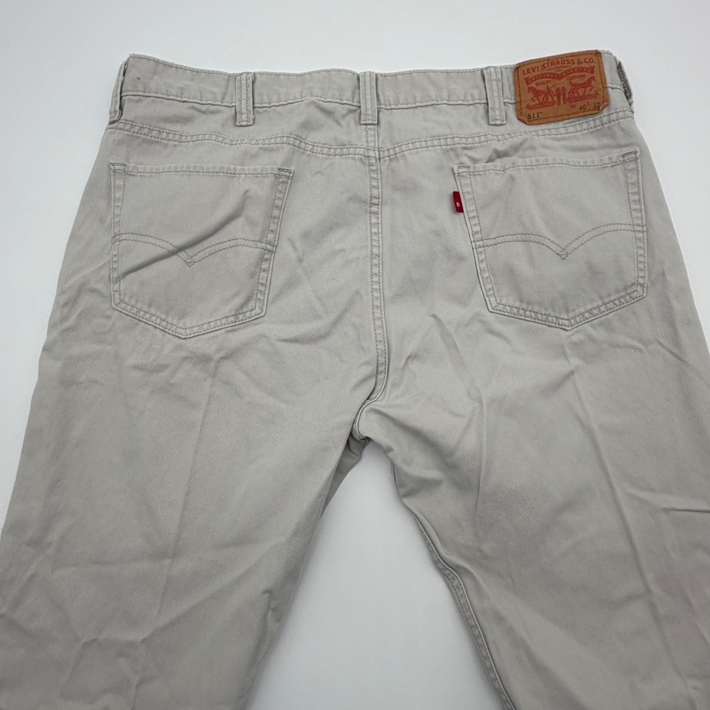 Levi 511 Slim Fit Gray Khaki Twill Pants Mens 40x32 Red Tab 00511-1609 - Picture 7 of 8